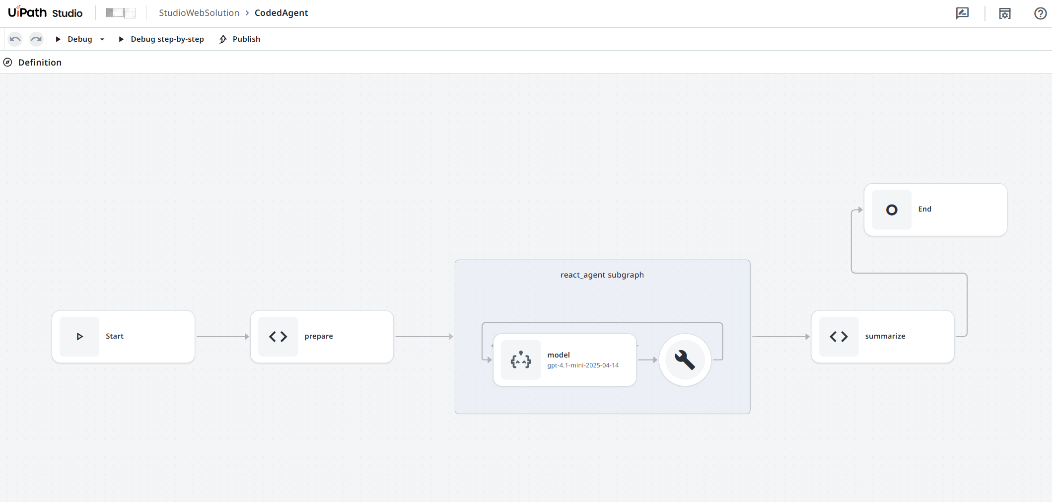 Coded agent in Studio Web